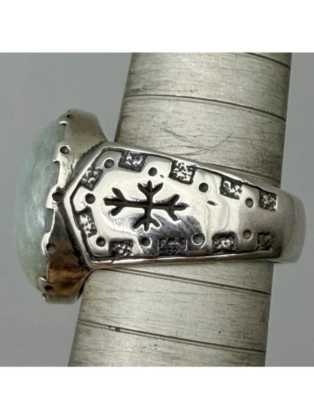 Carolyn Pollack Milky Aquamarine Shield Ring Relios Sterling Silver Size 7